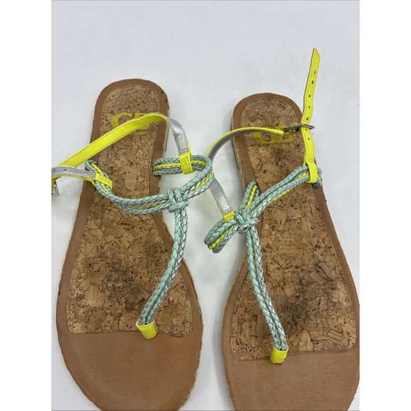 Gianni Bini Womens Sandals Size 7.5 Flat Thong Strappy Cork Footbed Summer - Picture 2 of 7